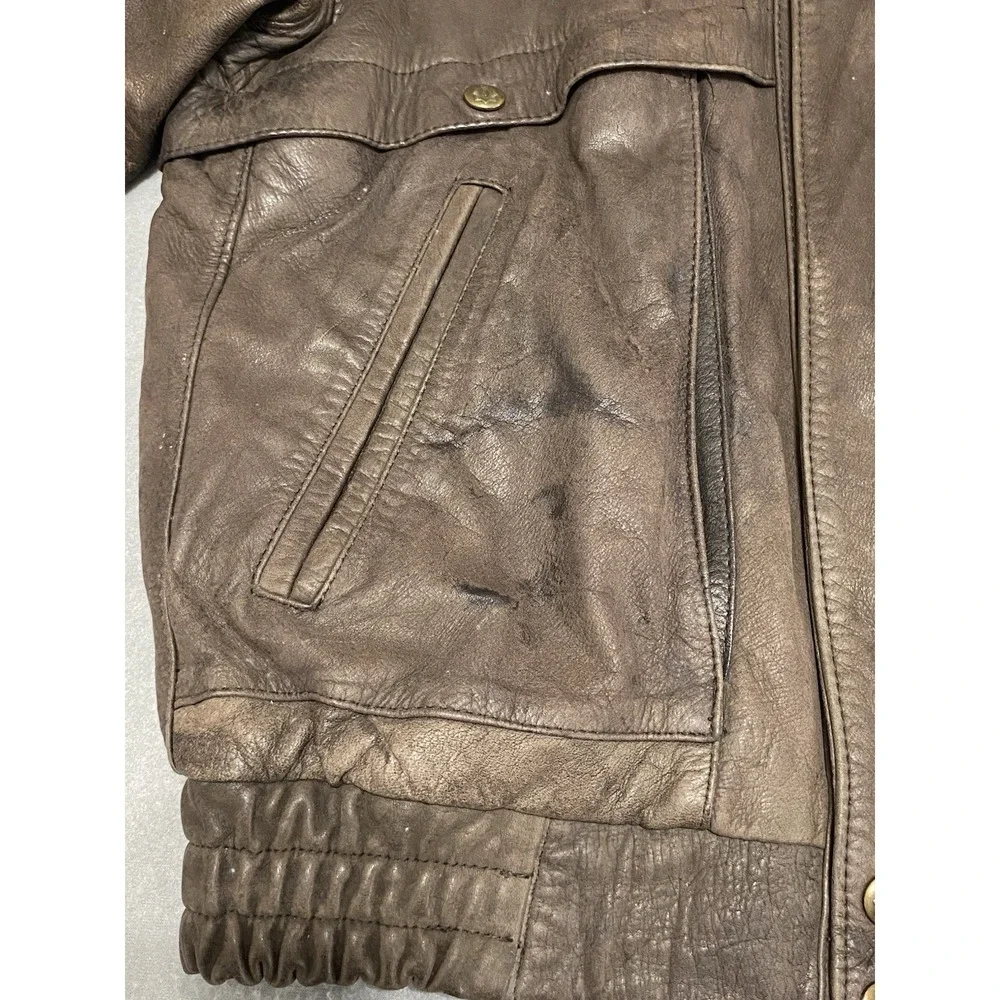 Vintage Men's Genuine Leather Hunting Horn/Bomber Jacket Size M Classic Zip Up